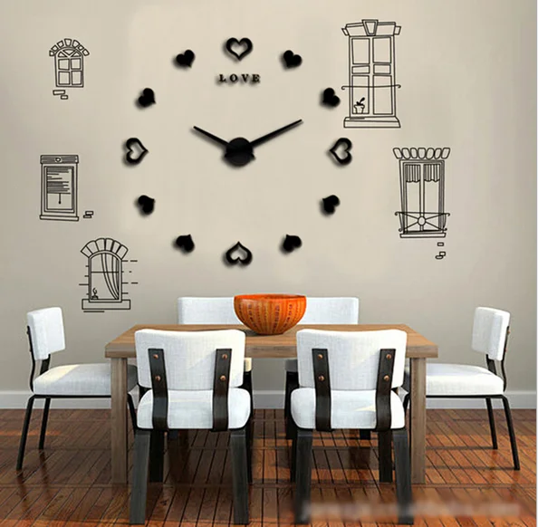 028 Modern design big decorative watches Home decoration large digital luxury unique gift 3d wall clock sticker