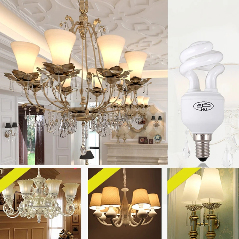 Free sample in stock 220V  2U E14 8W 11W Spiral Compact Fluorescent Lamp Energy Saving bulb
