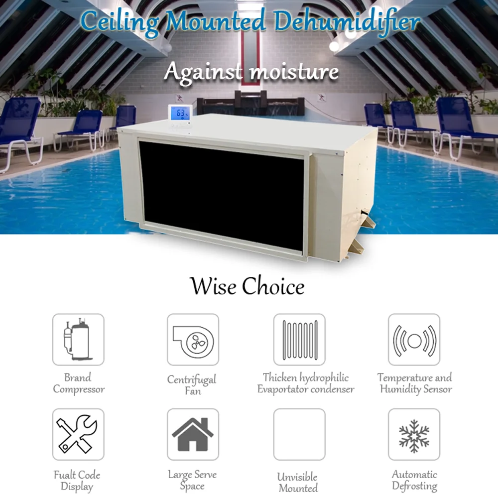 480 L/D swimming pool duct ceiling mounted dehumidifier china