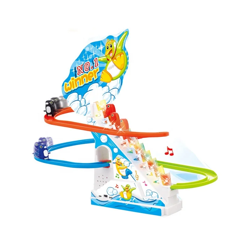 Attractive kids inertial race battery operated penguin toys tracks
