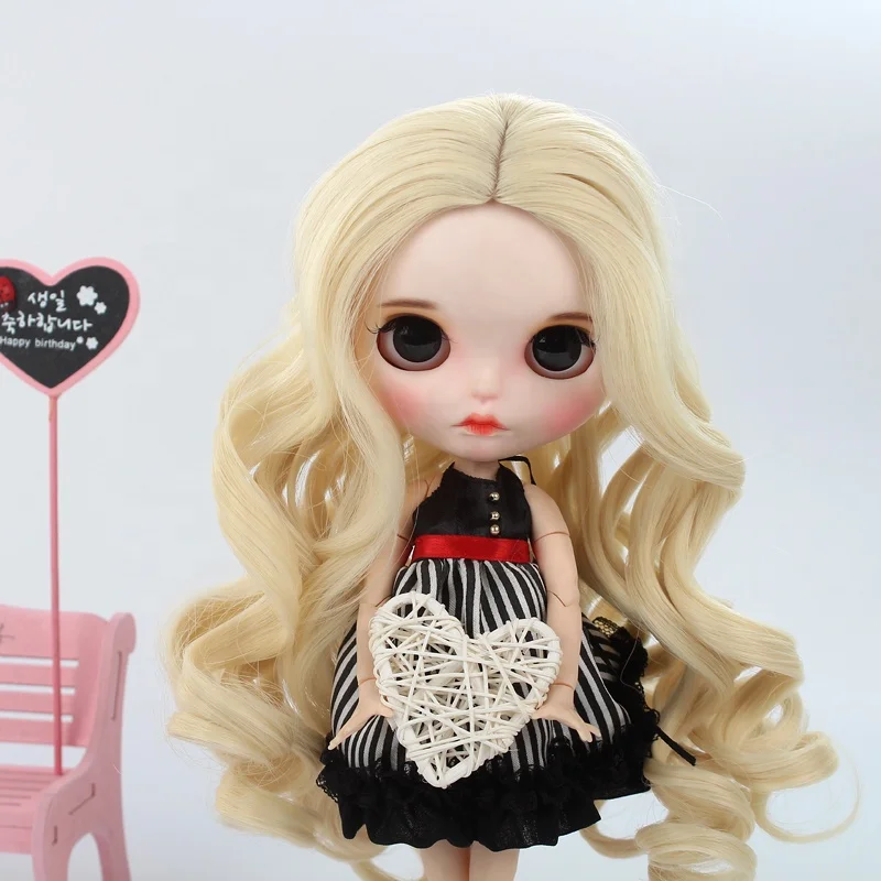 Hot popular professional cheap 18 inches doll green synthetic long wig for sale