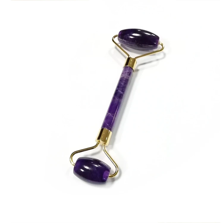 Fancy crystal amethyst natural stone jade facial massage roller Beauty skin care