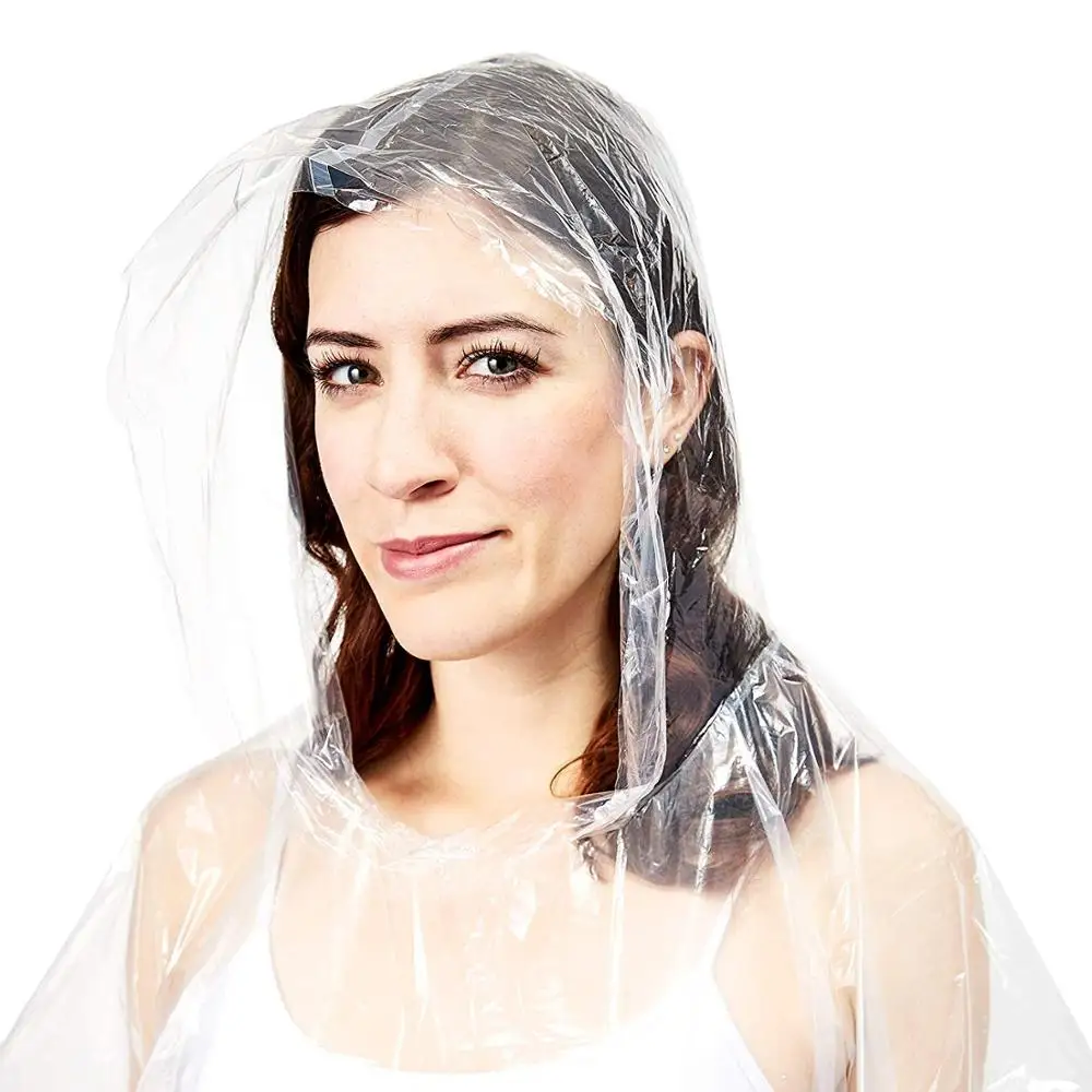 
Cheap emergency Disposable Plastic Raincoat with hood 