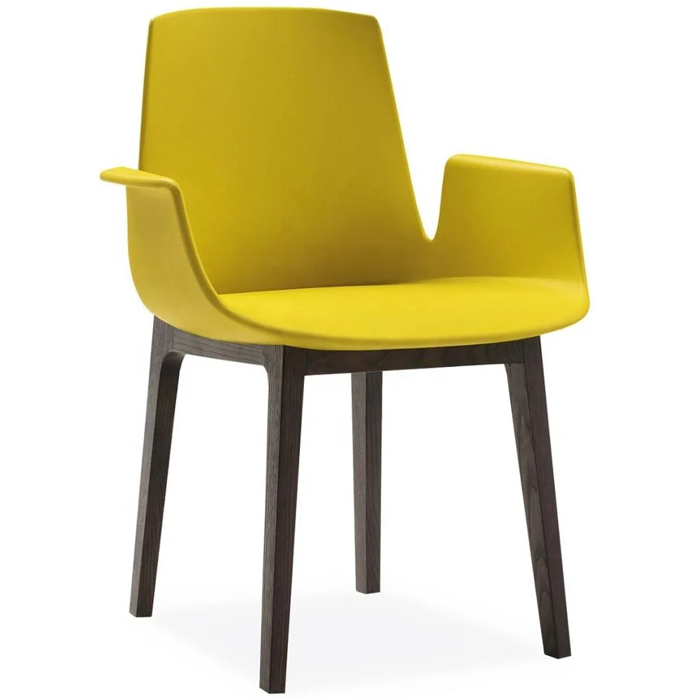 New arrival fashion leather wooden legs armchair restaurant dining chair