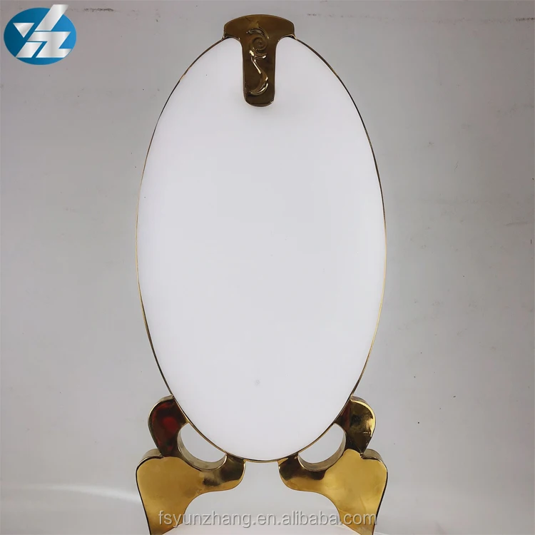 Yunzhang Furniture French Style Gold stainless steel Dining Room Chairs with white pu