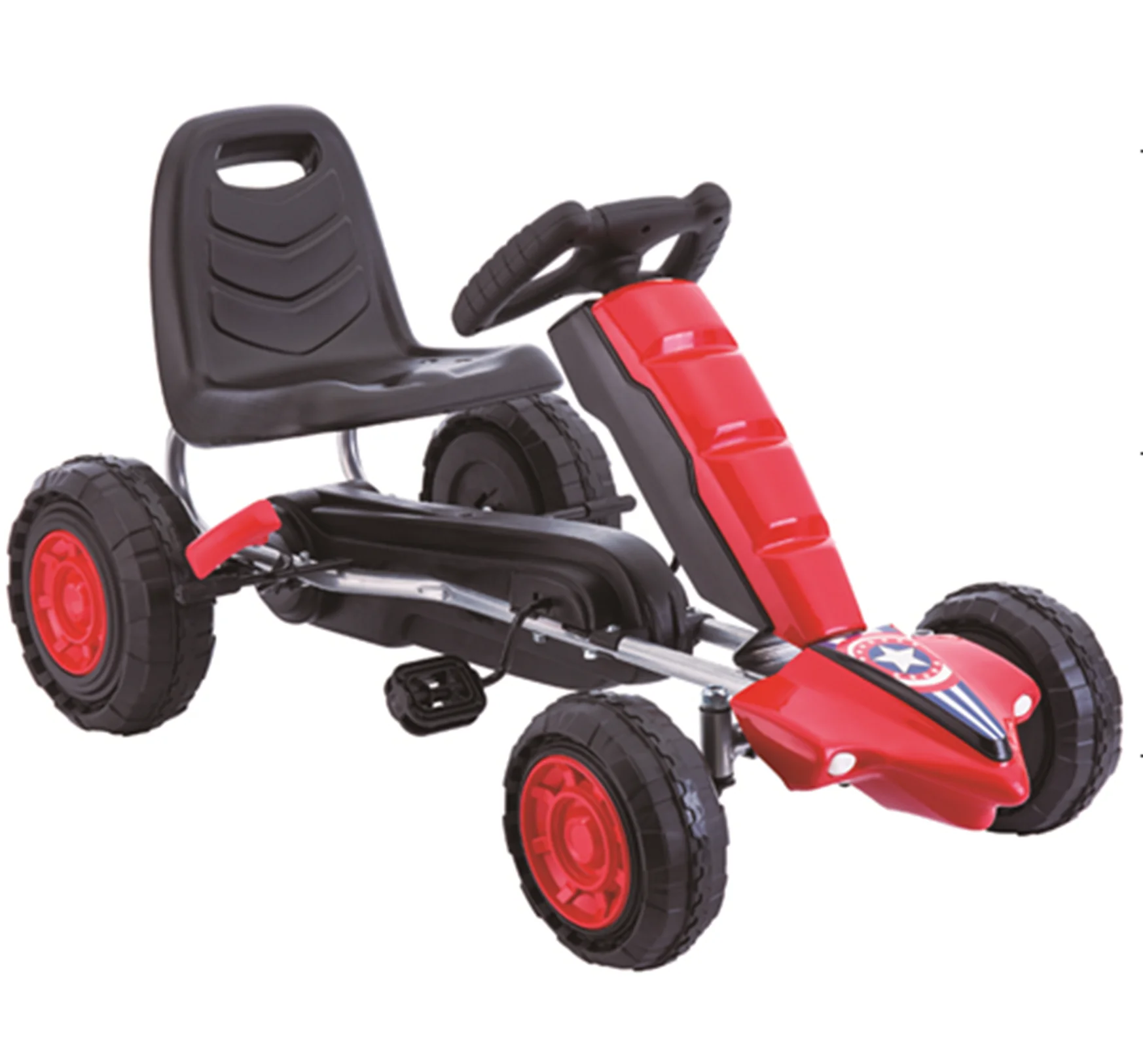 4 Wheel Ride on Car, Pedal Powered Ride On Toys for Boys & Girls with Adjustable Seat, Pedal Cart for Kids