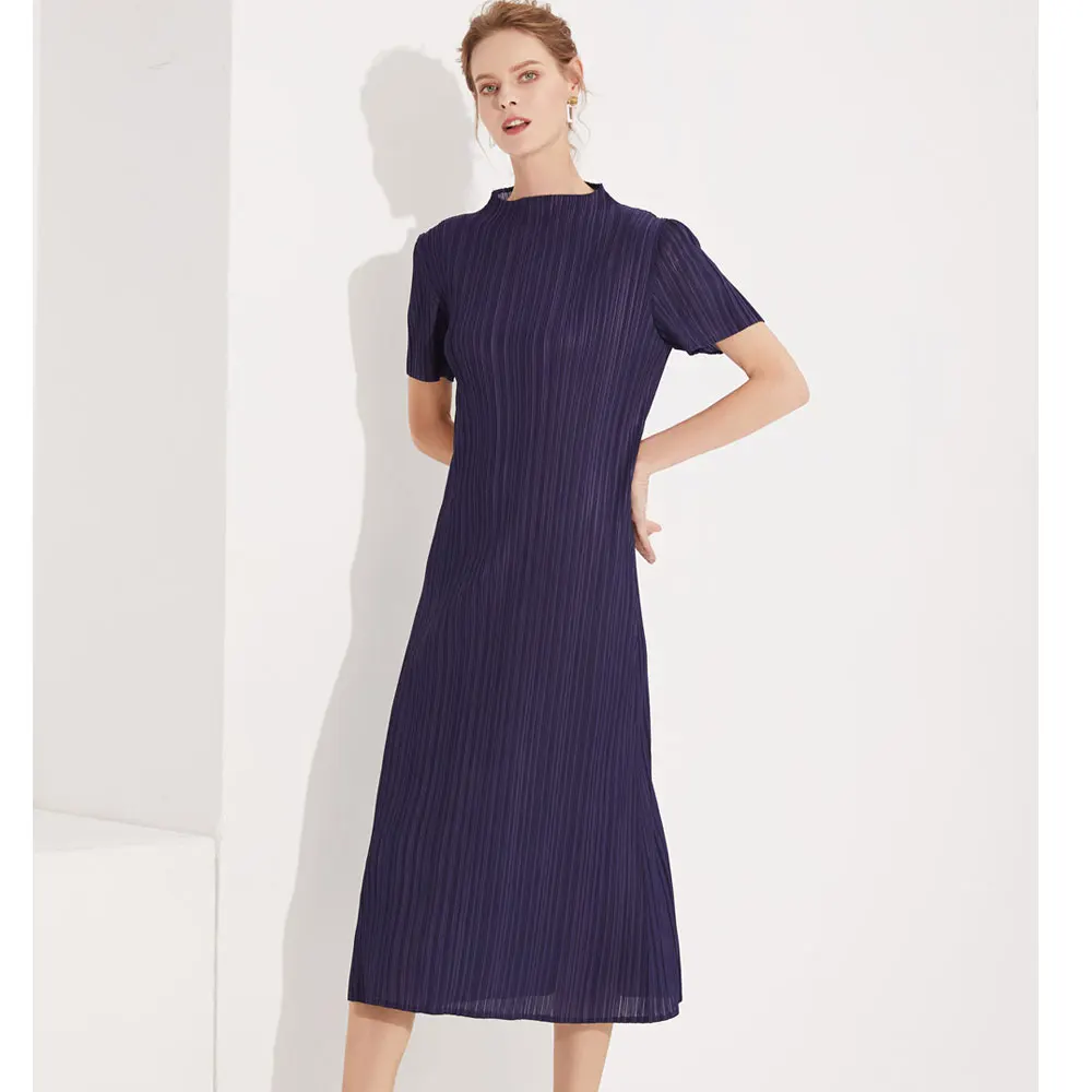 2019 новый стиль с коротким рукавом женское летнее Плиссированное длинное платье
