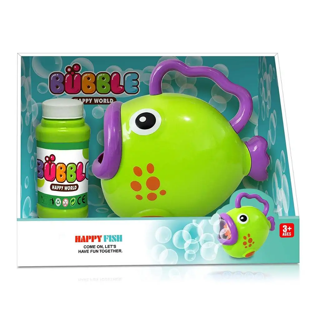 Fish Bubble Machine - Hand-Controlled, No Batteries Needed, Includes Bubble Solution - Fun Outdoor Blower Toy for Kids