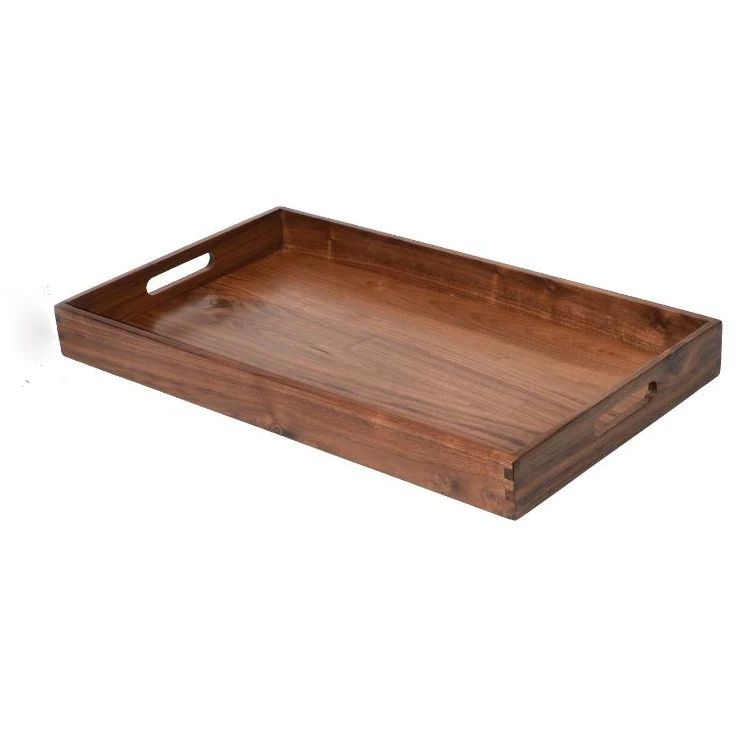 Extra Large Wooden Tray Ottoman Tray With Handle / Vintage Decorative Handmade Wood Serving Tray