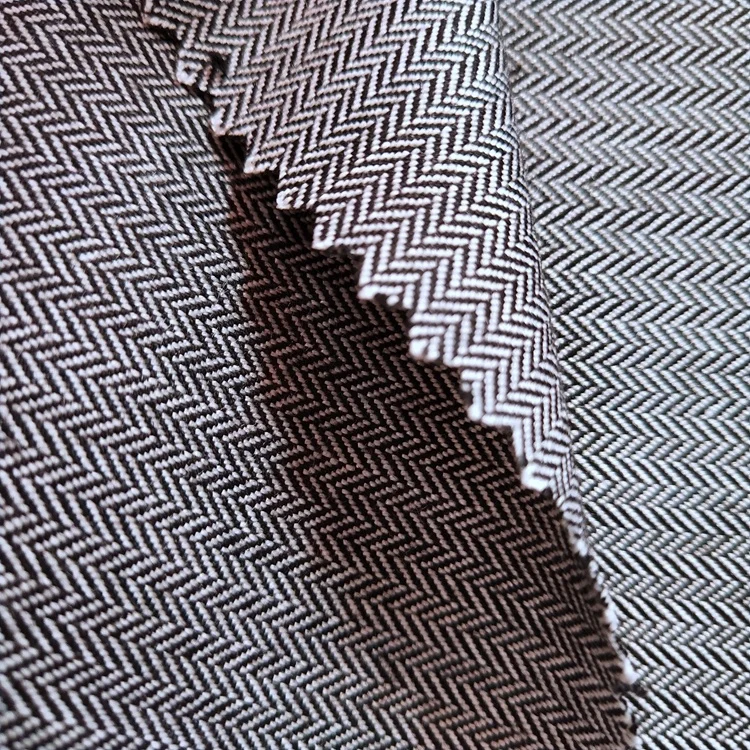 Fashion design 280gsm yarn dyed woven 65% polyester 35% rayon herringbone twill fabric tweed