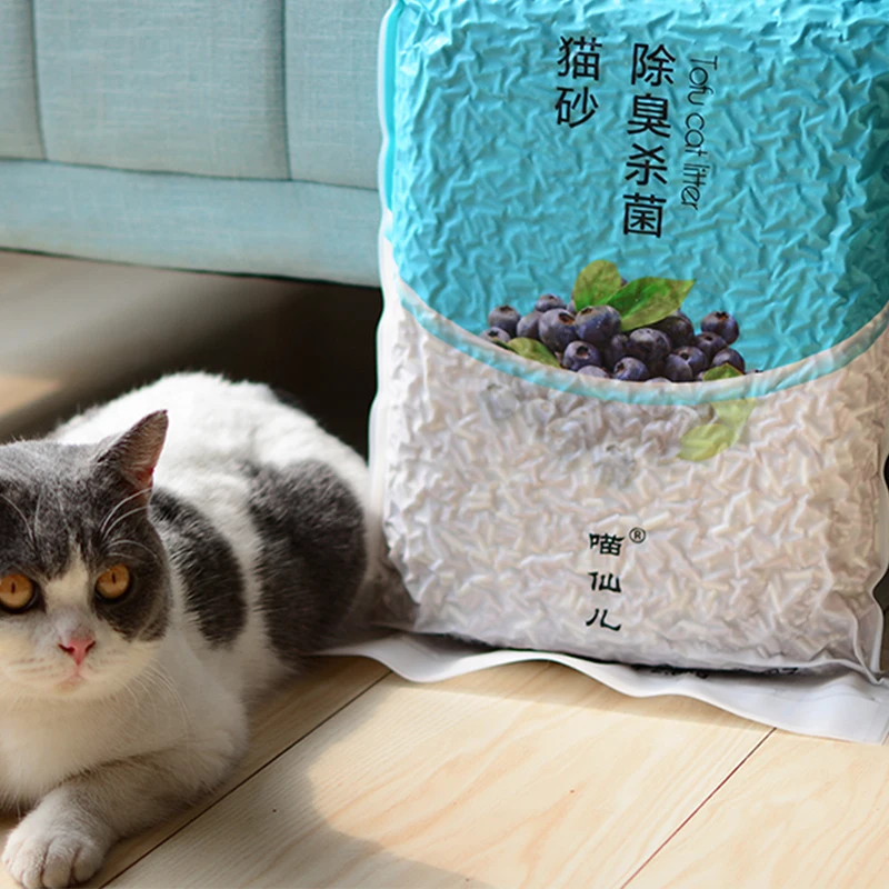 Cat Litter Tofu Cat Sauce Blueberry Mix Pack Fresh Deodorization Low Dust Fast Ball 6L Pack Cat Supplies
