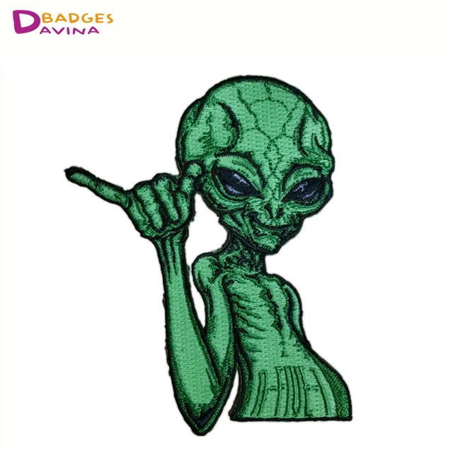 Wholesale Custom embroidered badge type twill fabric iron on embroidery patch Glow in the Dark Patches