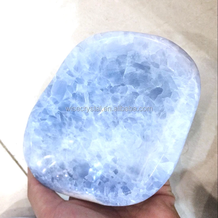 Reiki stone polished crystal healing celestite bowl Rough Stone polished