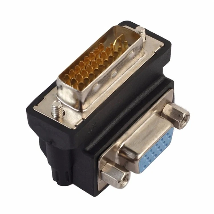 90 Degree DVI-I 24+5 Male to VGA HD15 Female Adapter Monitors Graphic Video HD 1080P Connector Plug