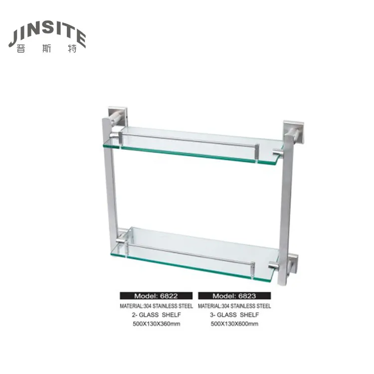 Modern style corner glass shelf for bathroom