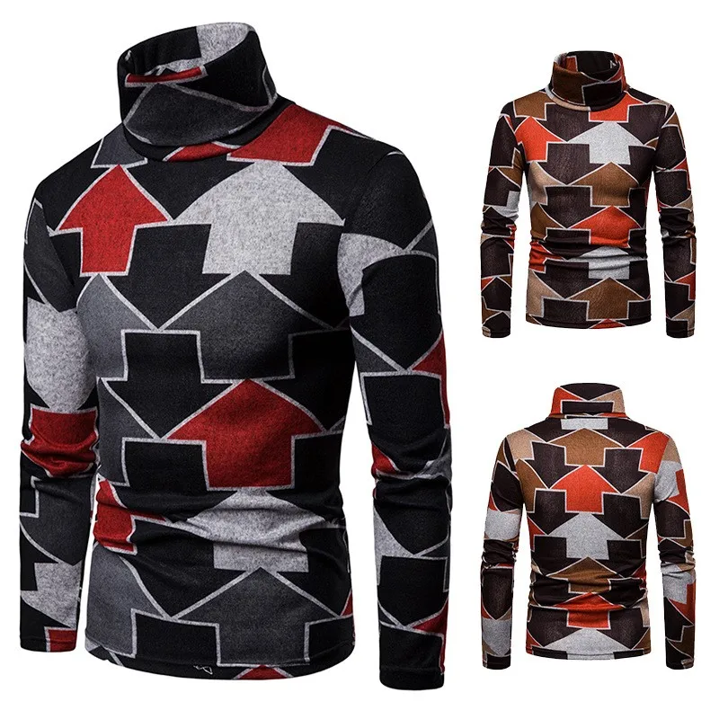 Custom Logo Autumn Winter Warm  High-collar  Men Sweater