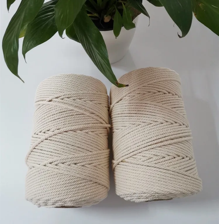 4mm Macrame Cotton Cord, 4 Ply Twisted Macrame Yarn, Natural Cotton Cord Perfect Macrame Supplies