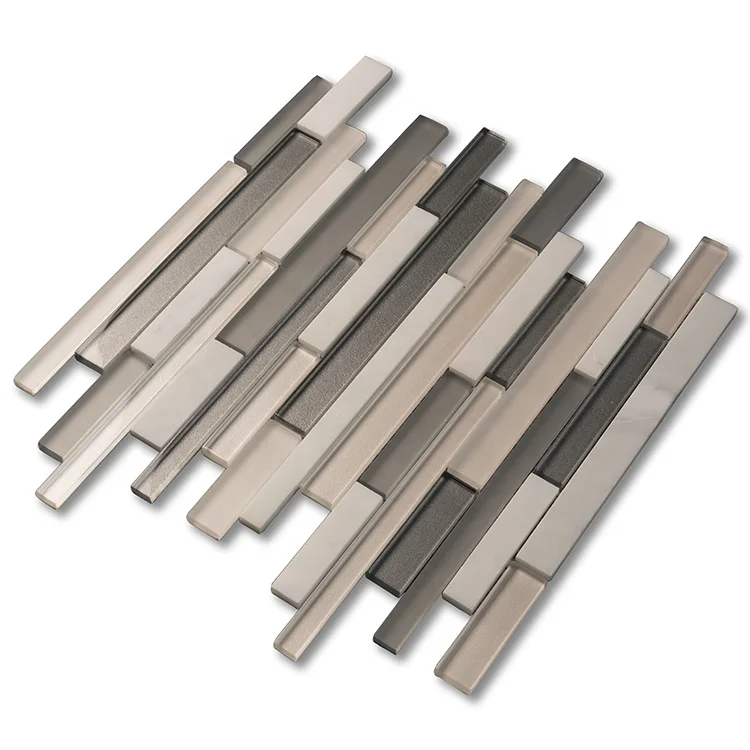 Fashion Design Cheap Price House indoor wall tiles Random Interlocking Brown Metallic Glass & Stone Marble