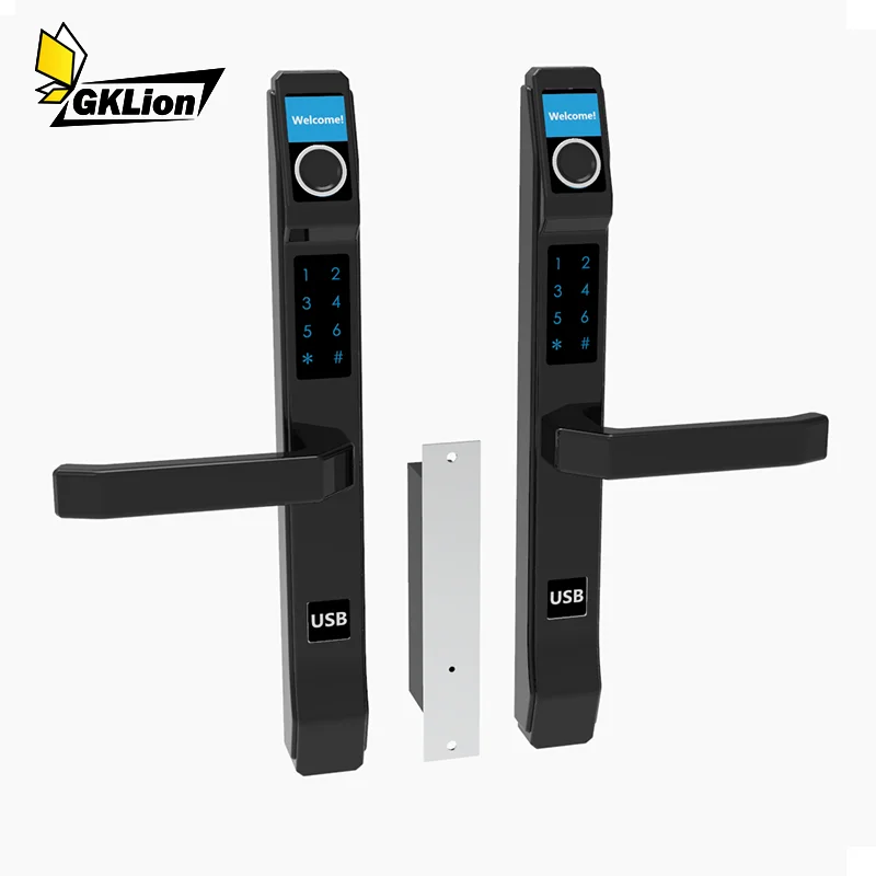 Double faces Aluminum Alloy IC card Fingerprint Door Lock for Glass door