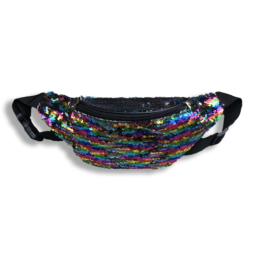 Hot Selling Glitter Sequins Waist Bag Fanny Pack Fashion Reflective Shiny Pink Fanny Pack