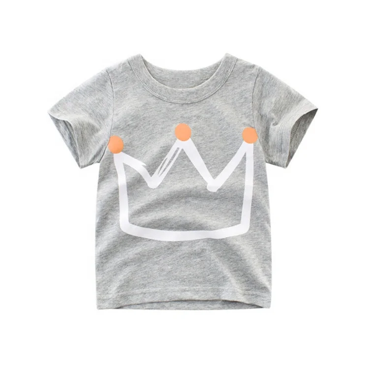 
Summer Kids Boys T Shirt Crown Print Short Sleeve Baby Girls T-shirts Cotton Children T-shirt O-neck Tee Tops 