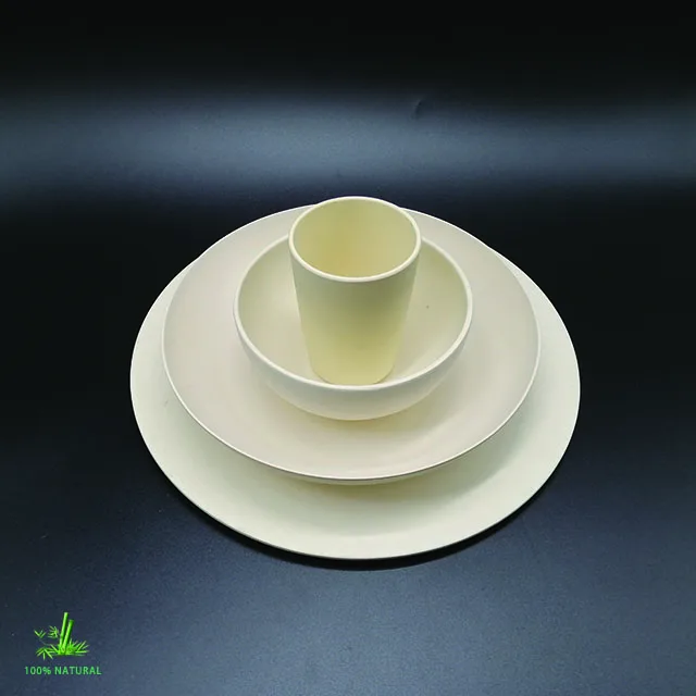 
China wholesale custom degradable dinnerware set tableware set in bamboo fiber 