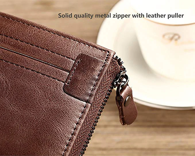 Мужской бумажник из натуральной воловьей кожи, бумажник с карманом для монет на молнии для мужчин