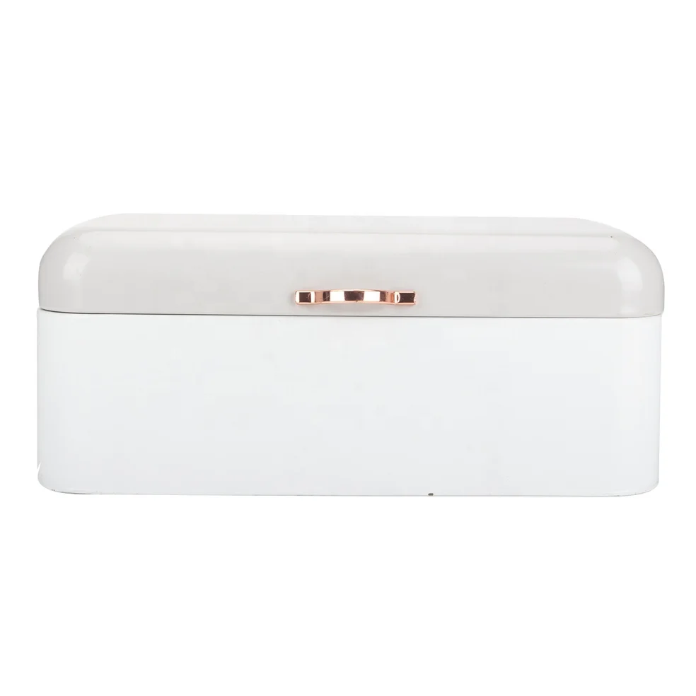 Light Grey Bread Bin Box Stay Fresh Bread Keeper Roll Top Drop Front Loaf Buns