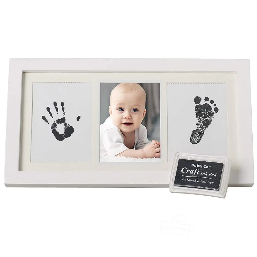 
Newborn Baby Handprint Footprint Photo Frame Kit For Gifts Wooden Home Decor 