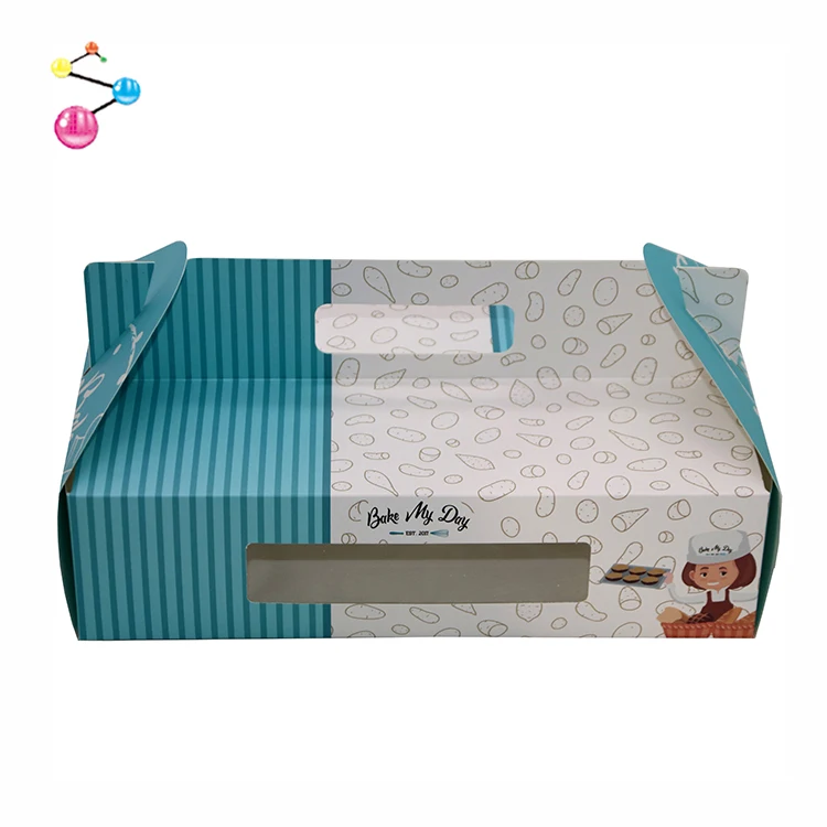 Sample Available Paper Bakery Sweet Candy Macaron Cookie Custom Cake Take Away Food Packaging Boxes With Window