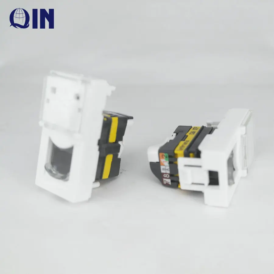 French type single port modular jack yellow color 45*22.5mm face plate CAT6A RJ45 UTP keystone Jack 76571