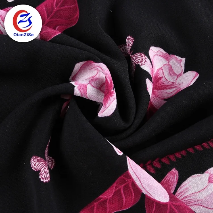 Free sample summer flower chiffon printed fabric for women dress