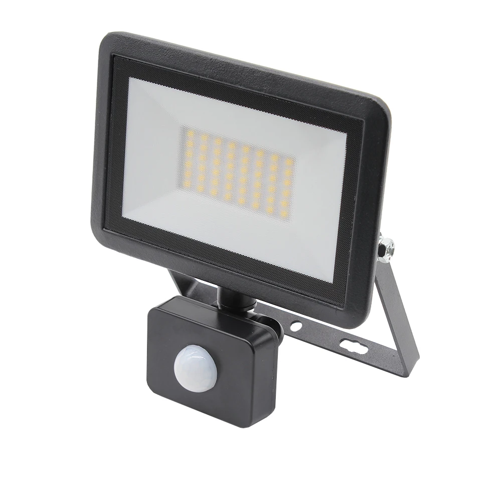 Outdoor 100w 50w 30w 20w 10w Led Flood Light with PIR Motion Sensor and junction box