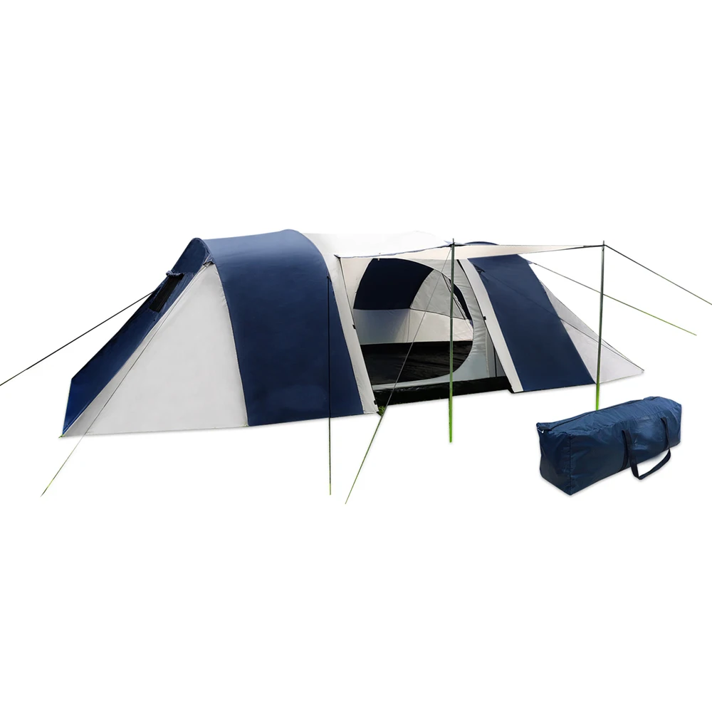 12 Person Canvas Dome Camping Tent  Navy  Grey