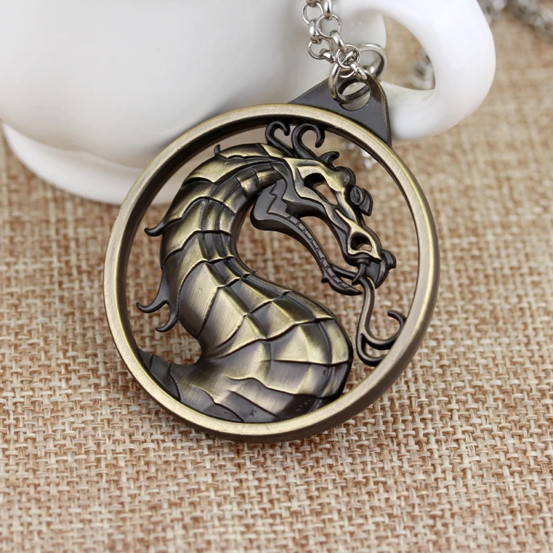 Movie Jewelry Fighting Games Mortal Kombat necklace dragon Jane Empire Vintage Big Pendant For Men Women Christmas Cosplay Gift