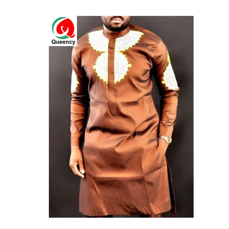 Новая Коричневая мужская одежда Queency в африканском стиле, мужская рубашка с вышивкой, Модная стильная одежда