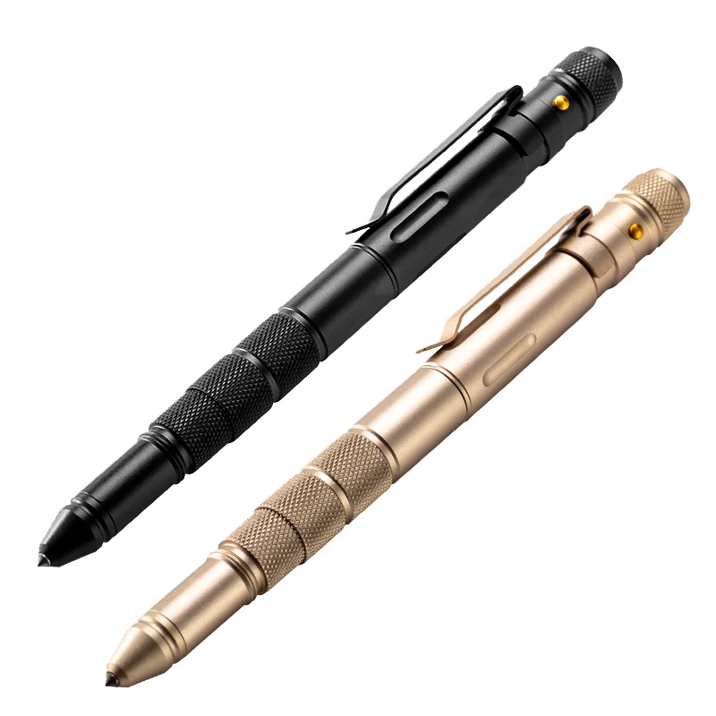 High Quality Multifunction Metal Edc Tool Self Defense Tactical Ballpoint Pen With Led Lightning And glass breaker