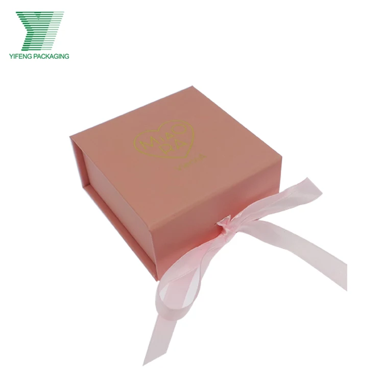 Luxury Custom Logo pink cardboard paper box ribbon Foldable Magnet Book Shape Paper Necklace Jewelry Box Packaging