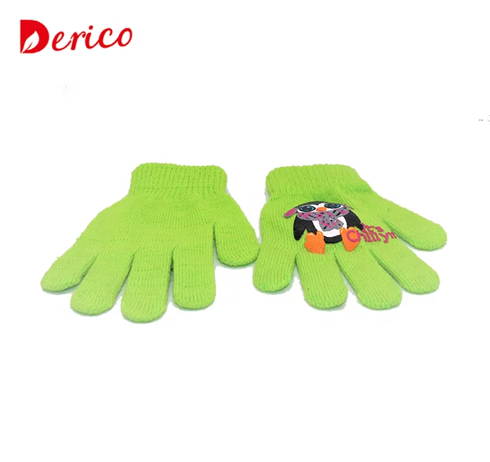 Оптовая продажа с логотипом на заказ, зимние перчатки с милым принтом, вязаные перчатки для детей