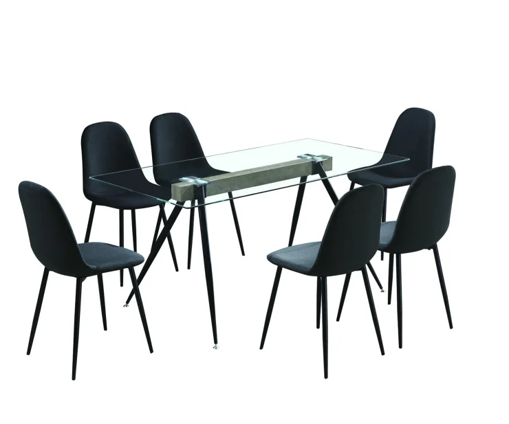 Современный дизайн, обеденные столы из прозрачного стекла с 6 стульями