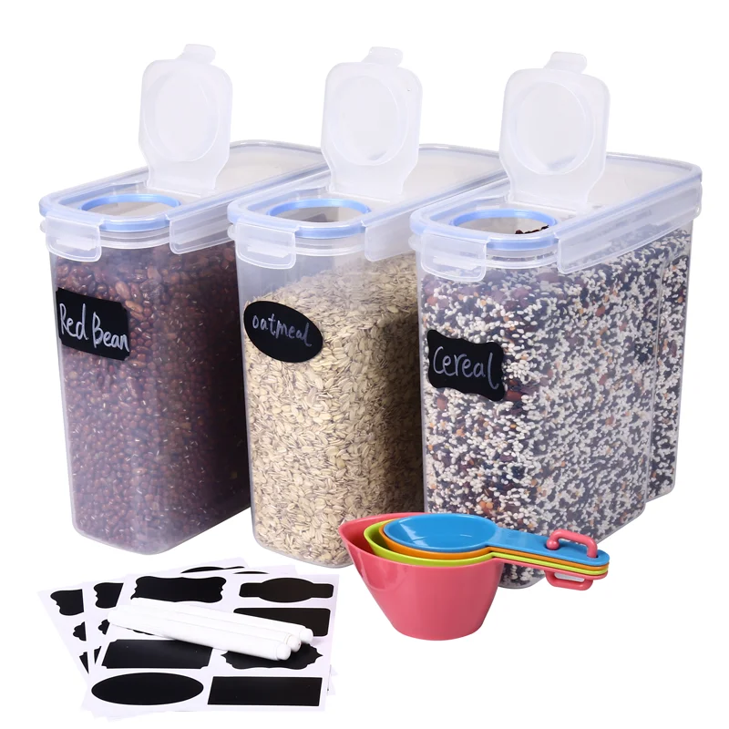 4L(135OZ) 4pack Plastic Large  Airtight Cereal Food Storage Container Set Sealed Food Container For Kitchen Storage