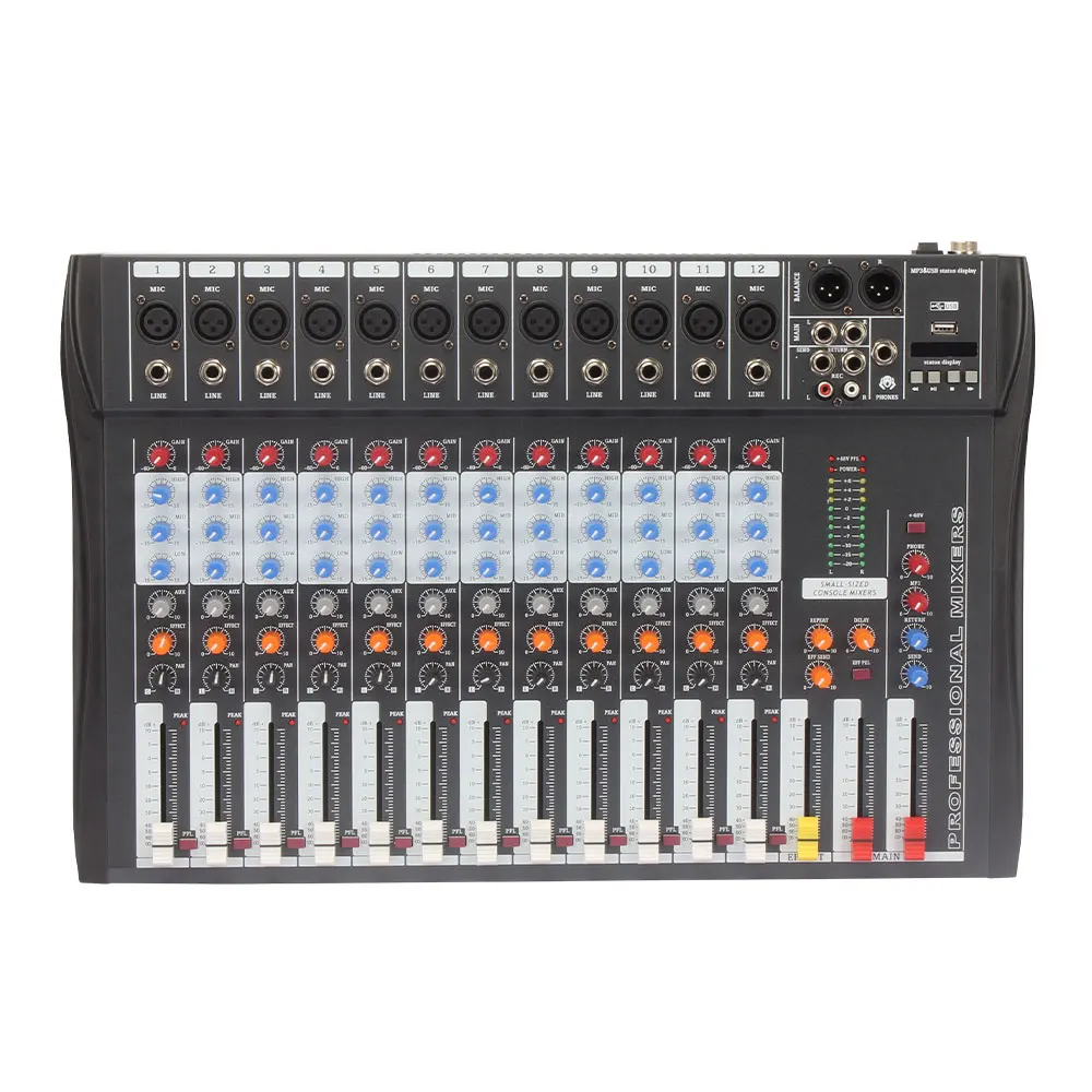 Professional  Multifunctional Usb Sound  12 Ways Audio Mixer new Model Analog Audio Mixing Console