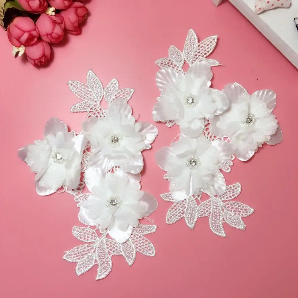 1 Pair Luxury Lace Appliques Flowers Embroidered Wedding Supplies Bridal Veil