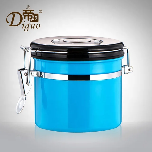 Hot Sale 800ml 1200ml Colorful Stainless Steel Airtight Canister For Sugar Food Coffee Bean Tea