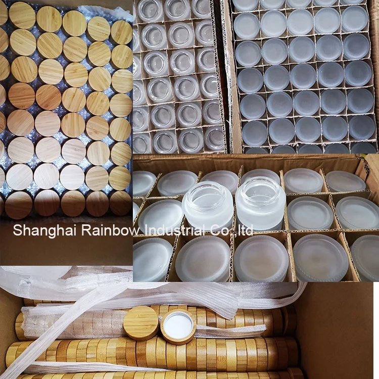 Прямая продажа с завода, запасы, герметичная косметическая упаковка, пустая переработанная, 1 унция, 30 г, матовое стекло, Бамбуковая банка для крема