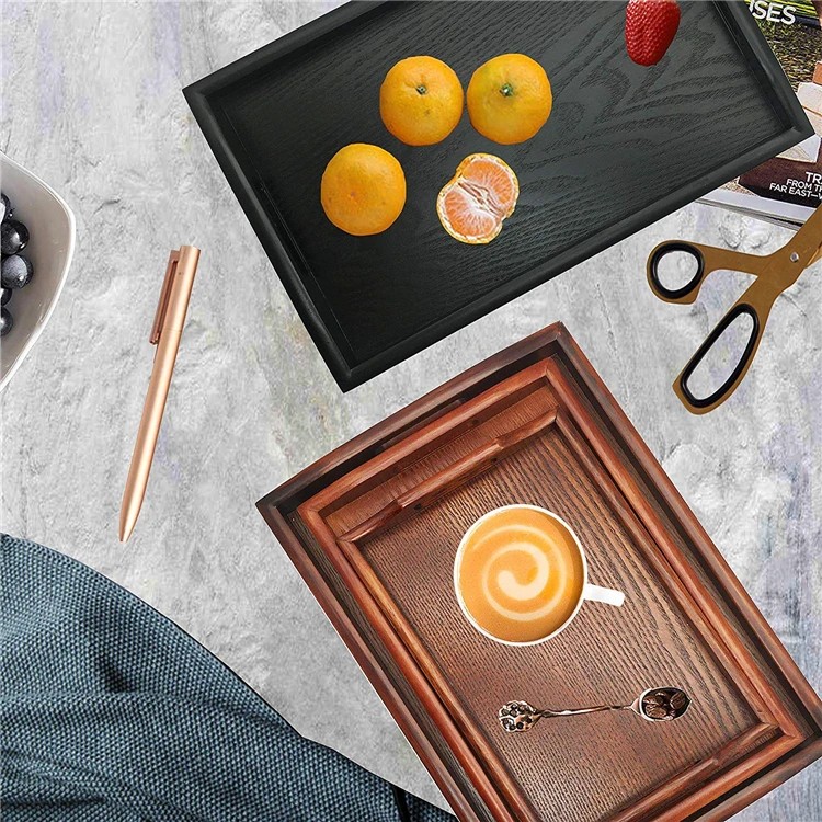 Custom Decorative Rectangular Wood Dinner Food Tray