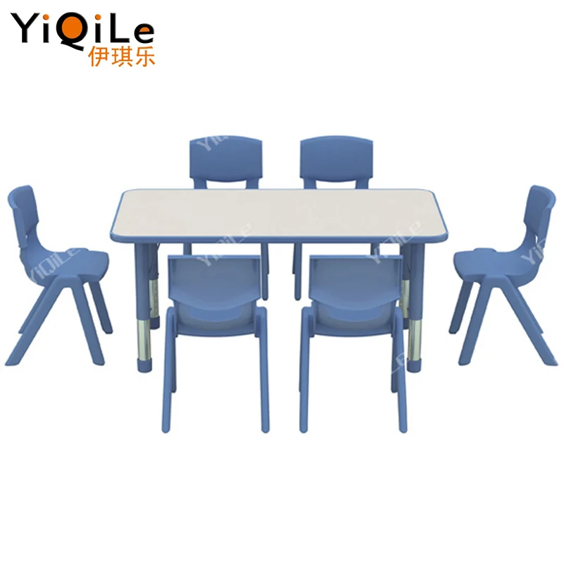 Material safe and easy to clean kids classroom table and chair nursery furniture wooden daycare table and chairs