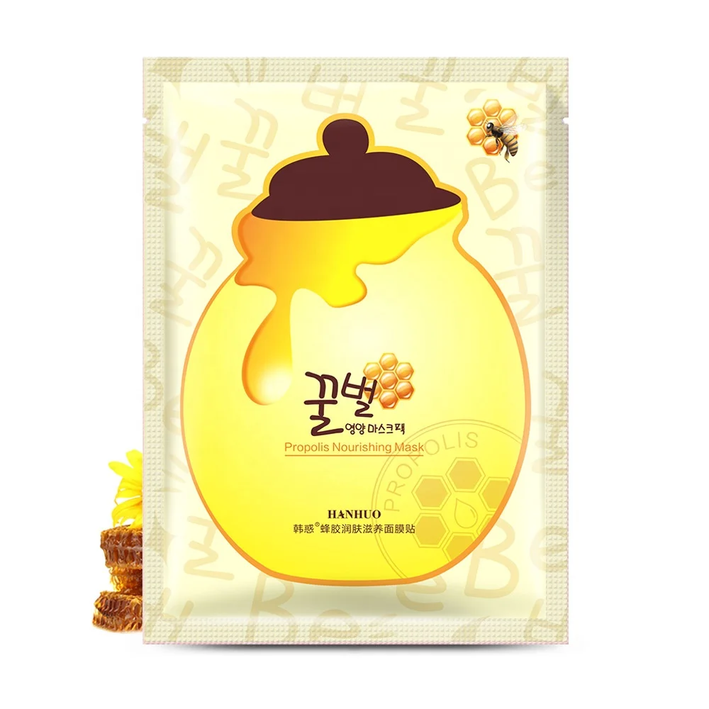 Wholesale Natural Organic HA Pure Honey Propolis Moisturizing Facial Mask Sheet Honey Face Mask Black Bamboo Charcoal Mask