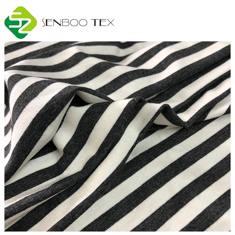 Sirospun anti-pilling 95% bamboo 5% spandex stripe fabric yarn dyed knit fabric for wholesale