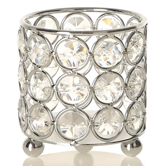 Christmas Gold Home Decor Table Centerpieces Cylinder Crystal Tealight Candle Holder Wedding Party Decoration